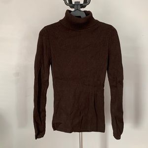 Chocolate Brown Ribbed Turtleneck